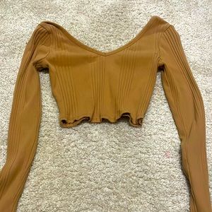 Mustard yellow cropped long sleeve shirt